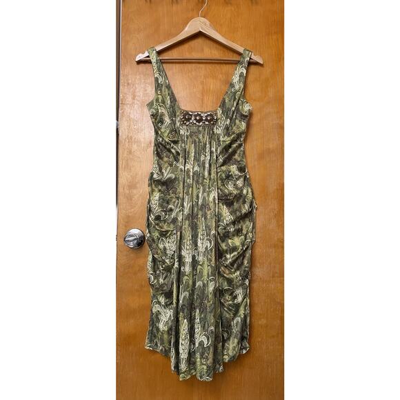 VINTAGE Nicole Miller Collection Y2K Fairycore Silk Dress Beaded WhimsiGoth Sz 6 - Picture 1 of 8